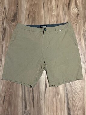 Linksoul Men's Khaki Flat Front Laser Cut Perforated Shorts